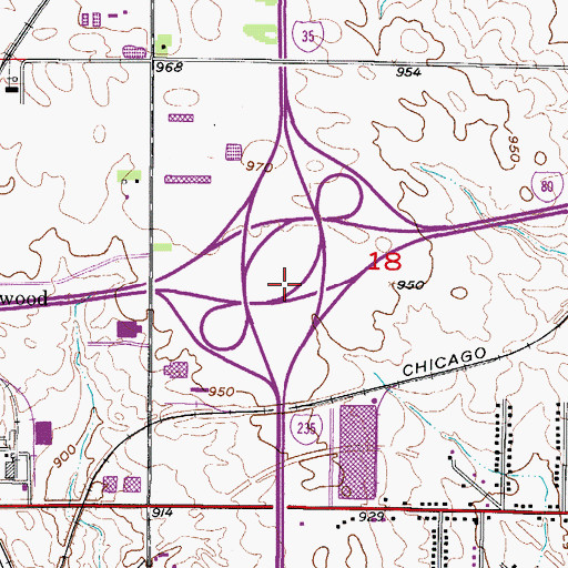 Topographic Map of Interchange 138, IA