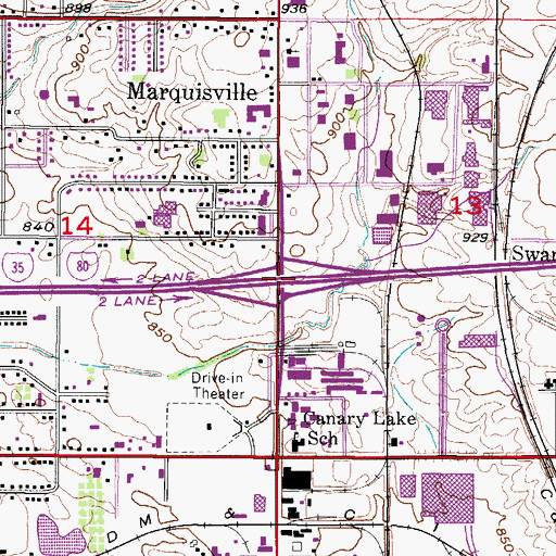 Topographic Map of Interchange 136, IA