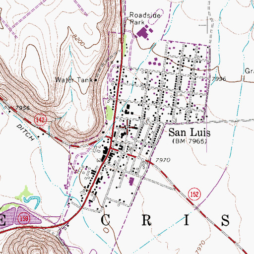 Topographic Map of San Luis, CO