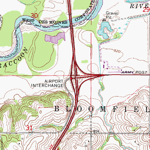Topographic Map of Interchange 68, IA