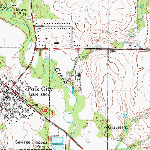 Topographic Map of Polk City Cemetery, IA
