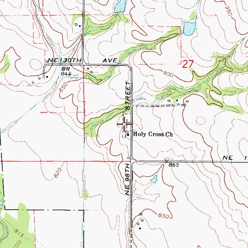 Topographic Map of Holy Cross Cemetery, IA