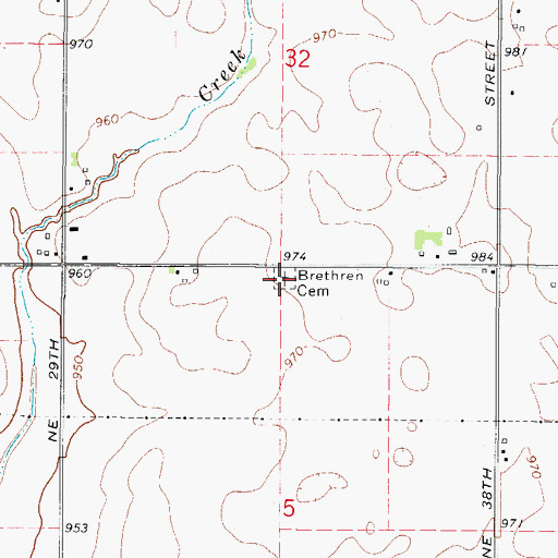 Topographic Map of Brethren Cemetery, IA