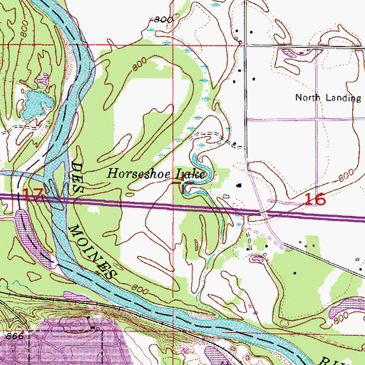 Topographic Map of Horseshoe Lake, IA