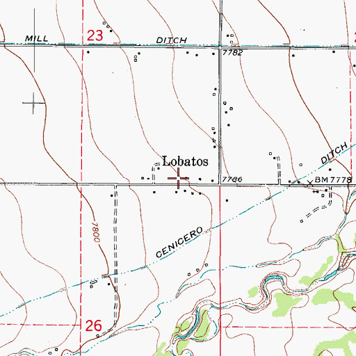 Topographic Map of Lobatos, CO