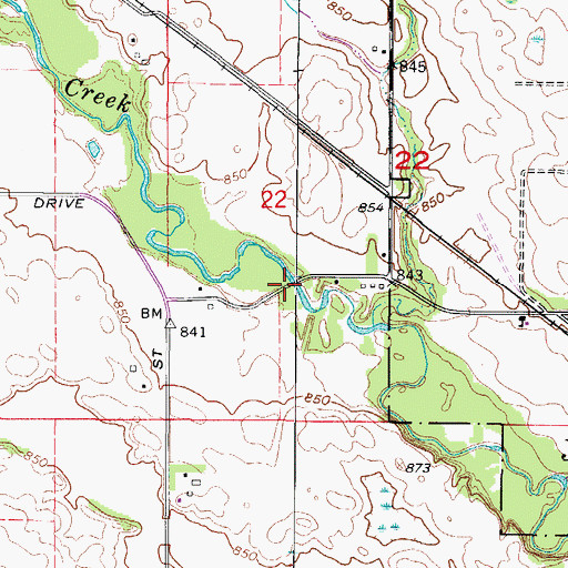 Topographic Map of Herrold Bridge, IA