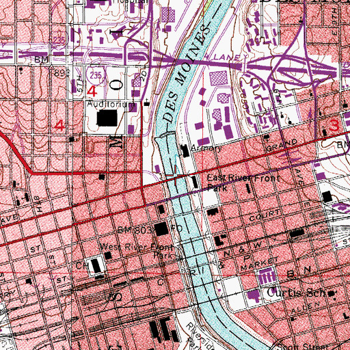 Topographic Map of Early Des Moines River Crossings Historical Marker, IA