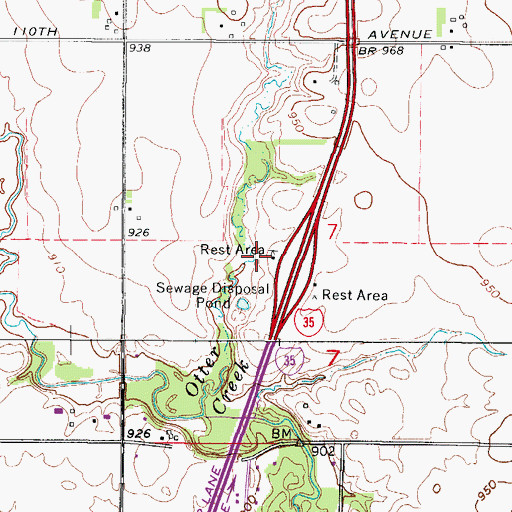 Topographic Map of Ankeny South Bound Rest Area, IA