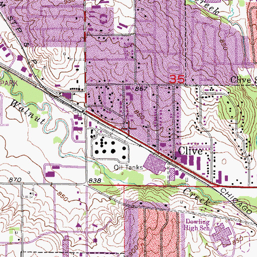 Topographic Map of Central Iowa Regional Library, IA