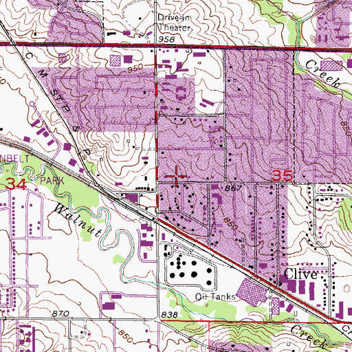 Topographic Map of Clive Fire Department Station 1, IA