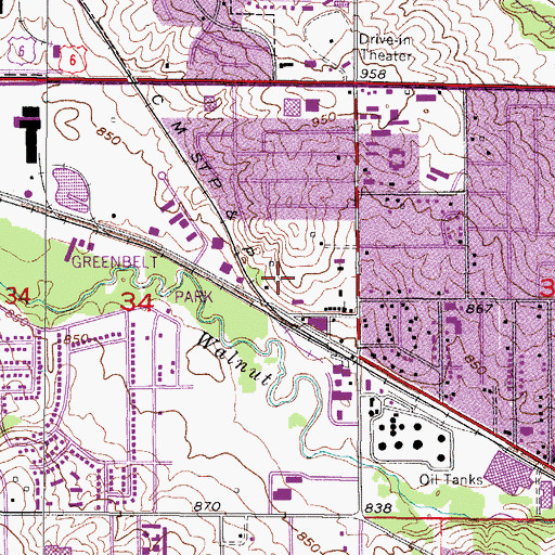 Topographic Map of Clive, IA
