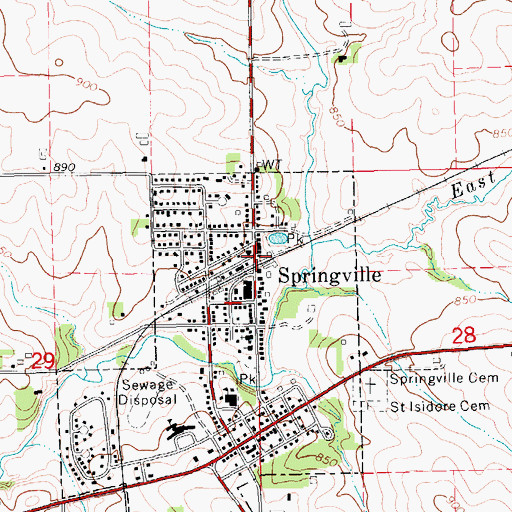 Topographic Map of Springville Fire Department, IA