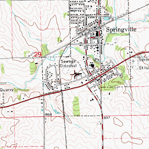 Topographic Map of Springville Elementary School, IA