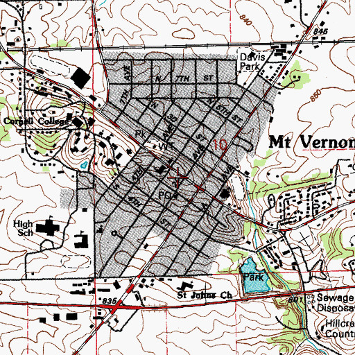 Topographic Map of Mount Vernon Police Dept, IA
