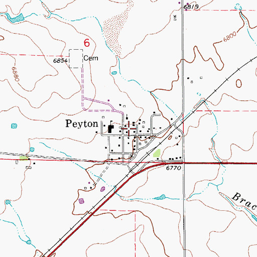 Topographic Map of Peyton, CO