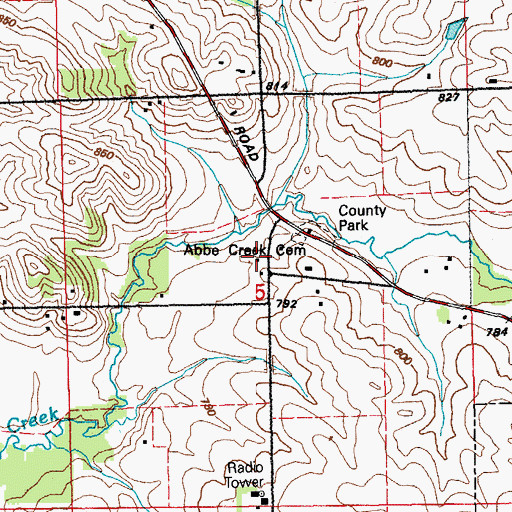 Topographic Map of Abbe Creek School (historical), IA