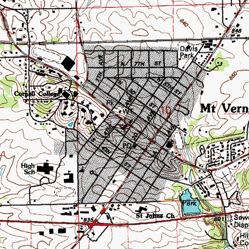 Topographic Map of First Presbyterian Church, IA