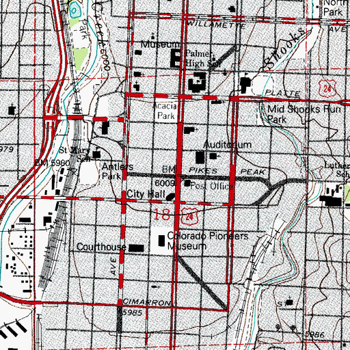 Topographic Map of Colorado Springs, CO
