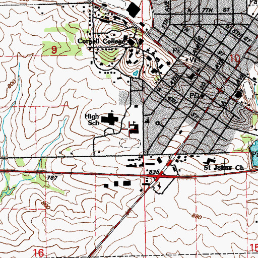Topographic Map of Washington Elementary School, IA