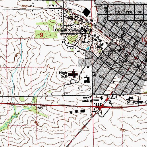 Topographic Map of Mount Vernon Middle School, IA