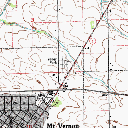 Topographic Map of Colonial Estates Mobile Home Park, IA