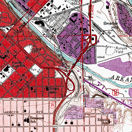 Topographic Map of Pueblo, CO