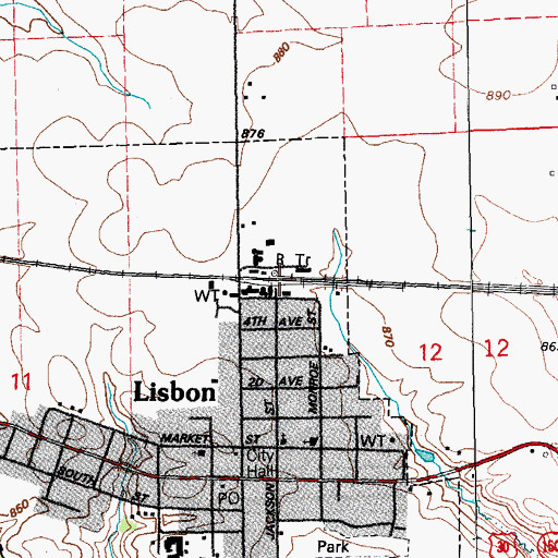 Topographic Map of Lisbon, IA