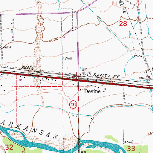 Topographic Map of Devine, CO