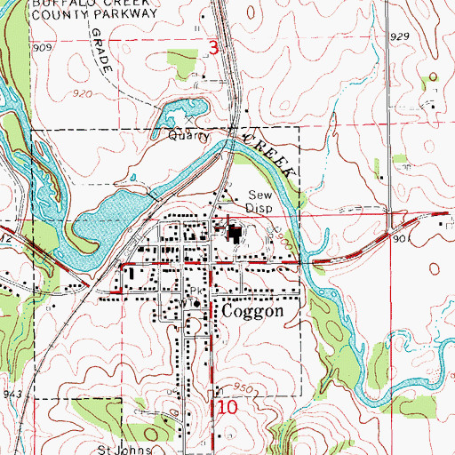 Topographic Map of Coggon Elementary Center, IA
