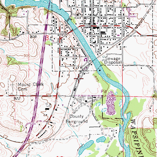 Topographic Map of Central City, IA
