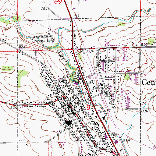 Topographic Map of Center Point Fire Department, IA