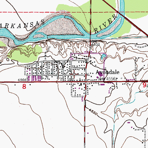 Topographic Map of Avondale, CO