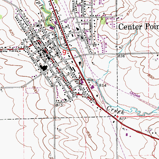 Topographic Map of Center Point City Hall, IA