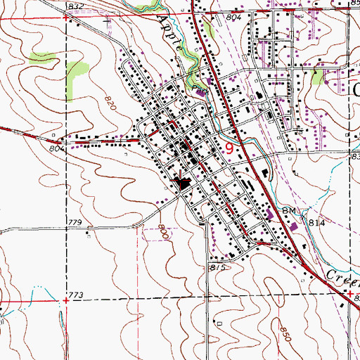 Topographic Map of Center Point - Urbana Middle School, IA