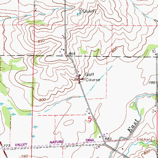 Topographic Map of Rolling Acres Golf Course, IA