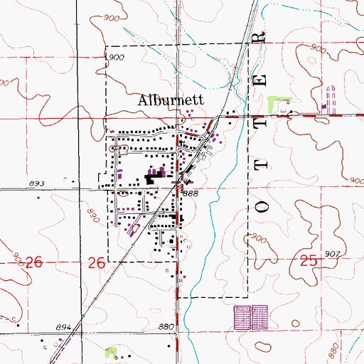 Topographic Map of Alburnett, IA