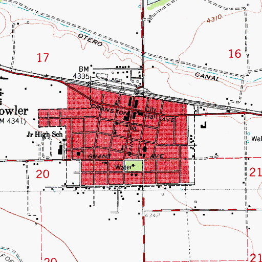 Topographic Map of Fowler, CO
