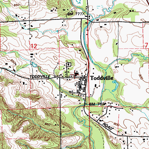 Topographic Map of Toddville Elementary School, IA