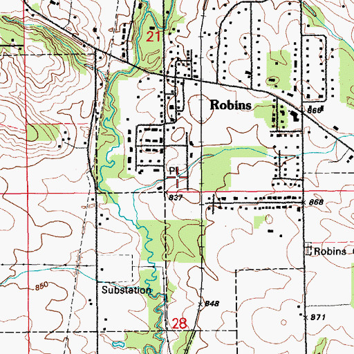 Topographic Map of Robins Park, IA