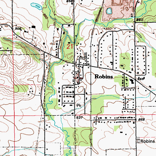 Topographic Map of Robins Town Hall, IA