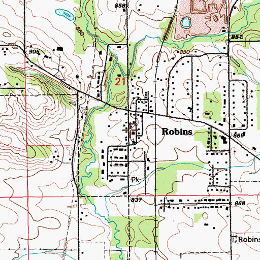 Topographic Map of Robins Fire Department, IA