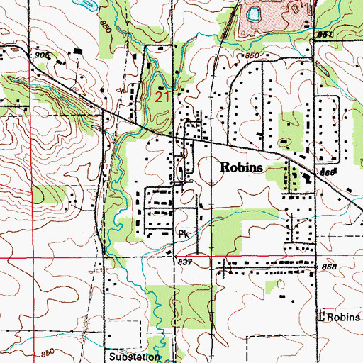 Topographic Map of Robins Church of the Brethren, IA