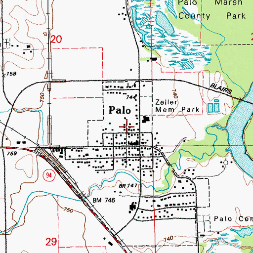 Topographic Map of Palo United Methodist Church, IA