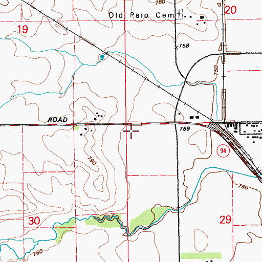 Topographic Map of Palo Fire Department, IA