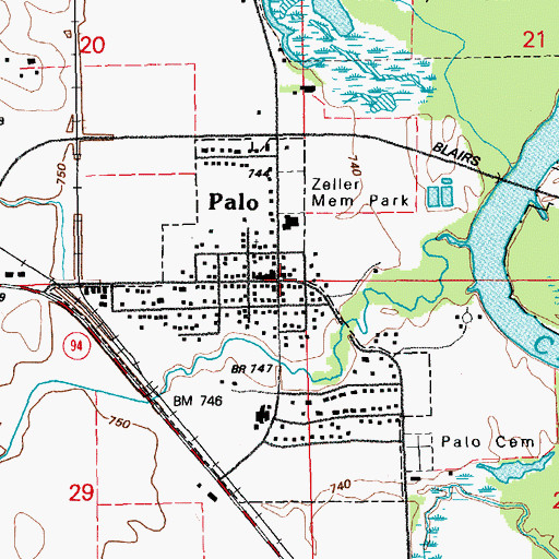 Topographic Map of Palo City Hall, IA