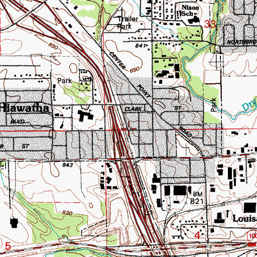 Topographic Map of Hiawatha Post Office, IA
