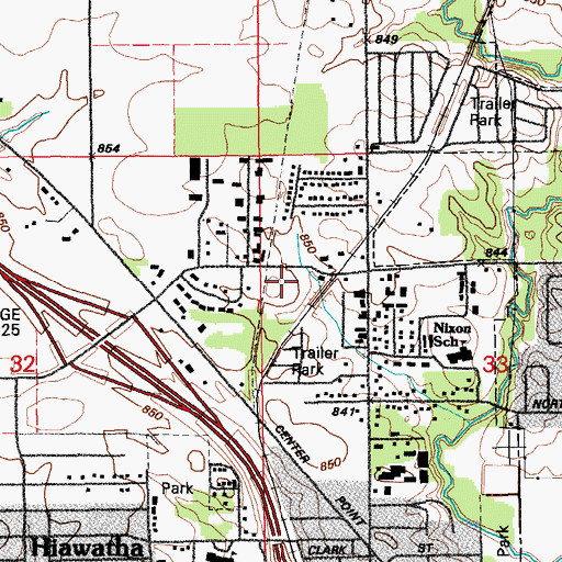 Topographic Map of Hiawatha, IA