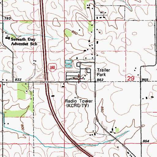 Topographic Map of Tower Terrace Mobile Home Park, IA