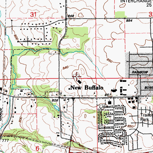 Topographic Map of Buffalo Cemetery, IA
