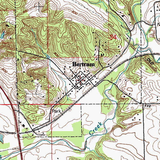Topographic Map of Bertram Post Office (historical), IA